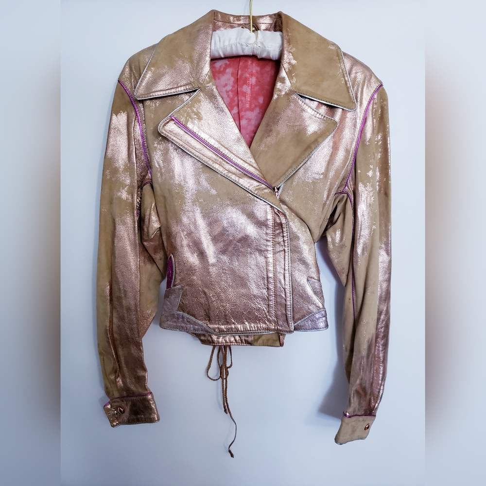 Roberto Cavalli Spring 2002 Rose Gold Leather Jacket